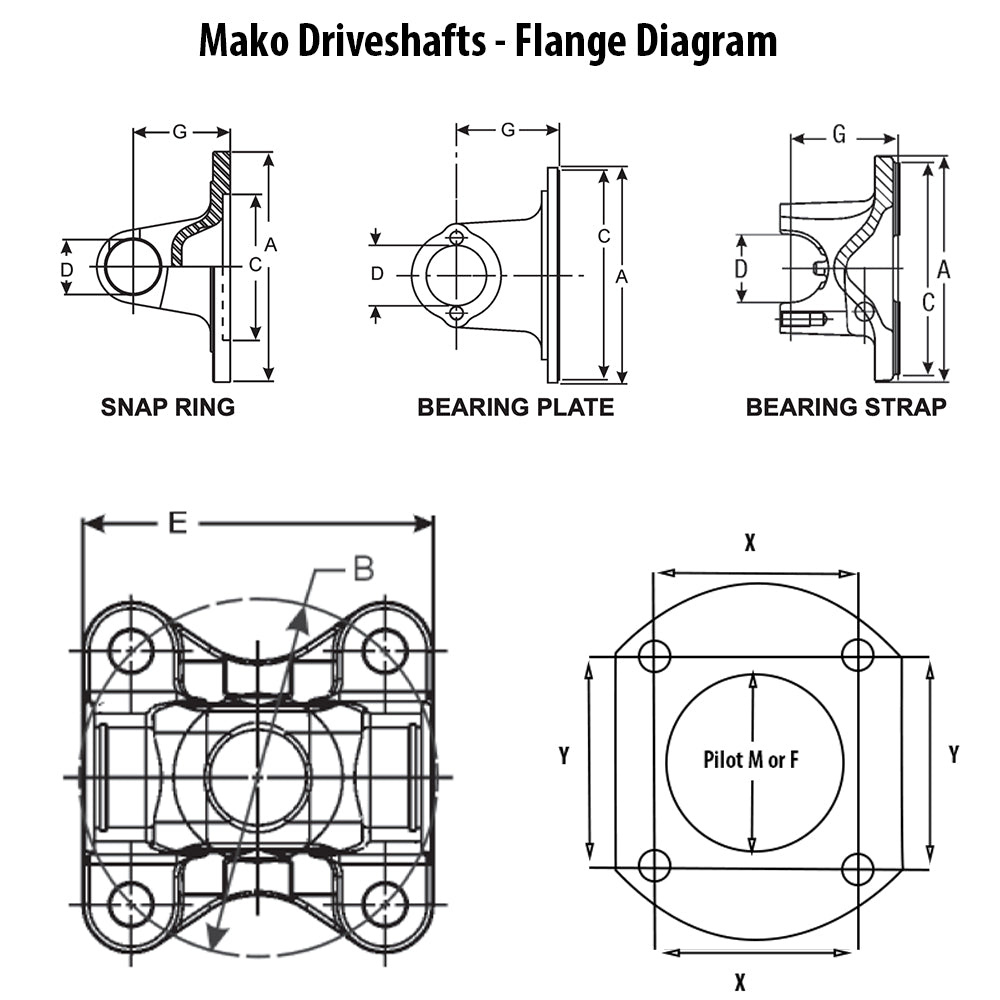 1310 Series Flange Yoke Dia 3.543" OD 4 Hole Female Pilot 2-2-1329