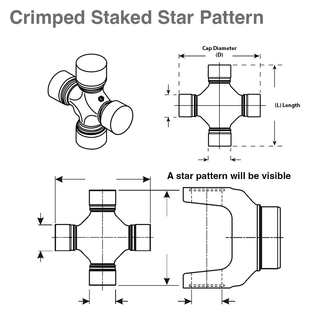 Universal Joint No Lube 16mm x 38.5mm Type 1 Staked UJ1638SD