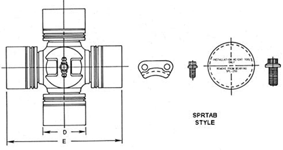 SPL250-3X Spicer Driveshaft U-Joint SPL250 Series SPRTAB Style Greaseable
