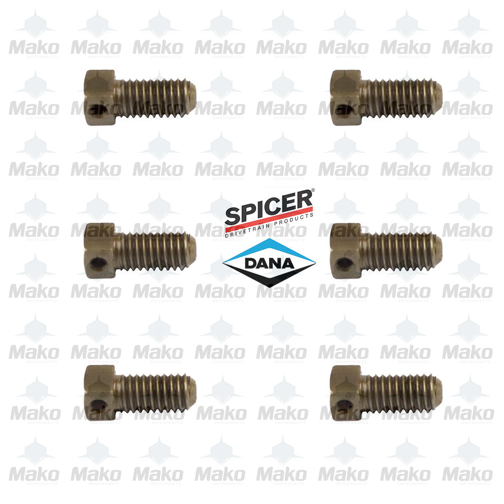 Set of Six Spicer 449-D Power Take Off (PTO) Yoke Set Screw 0.375-16 Diameter