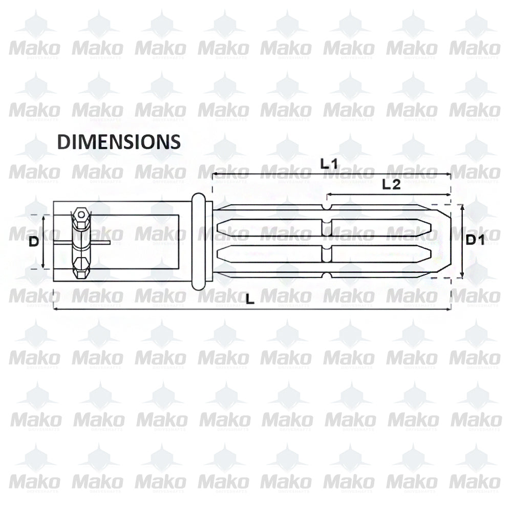 PTO Agriculture Male - Female Adaptor 6 splines 1 3/4" / 8 splines 1 1/2"