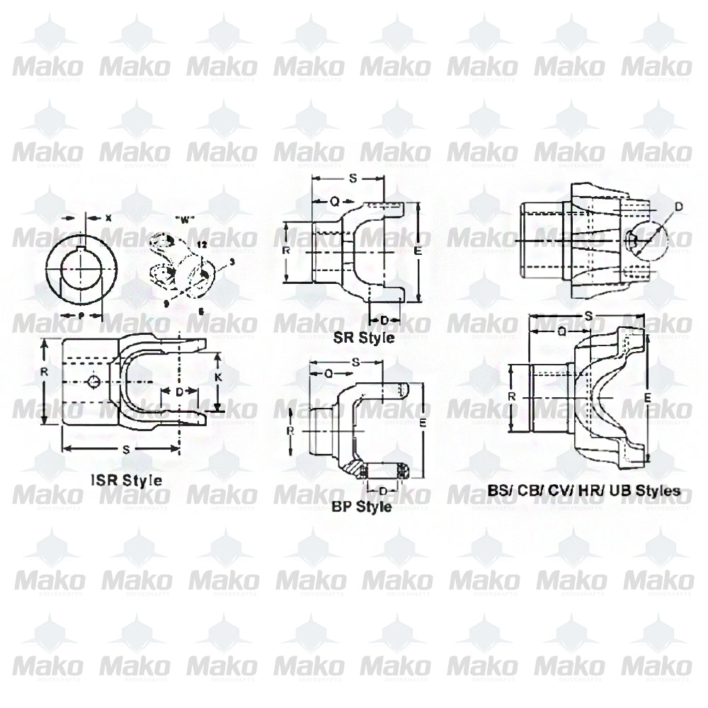 2-4-1233 SPICER End Yoke 1310 Series 1.500" Round Bore 2.562" C/L to End