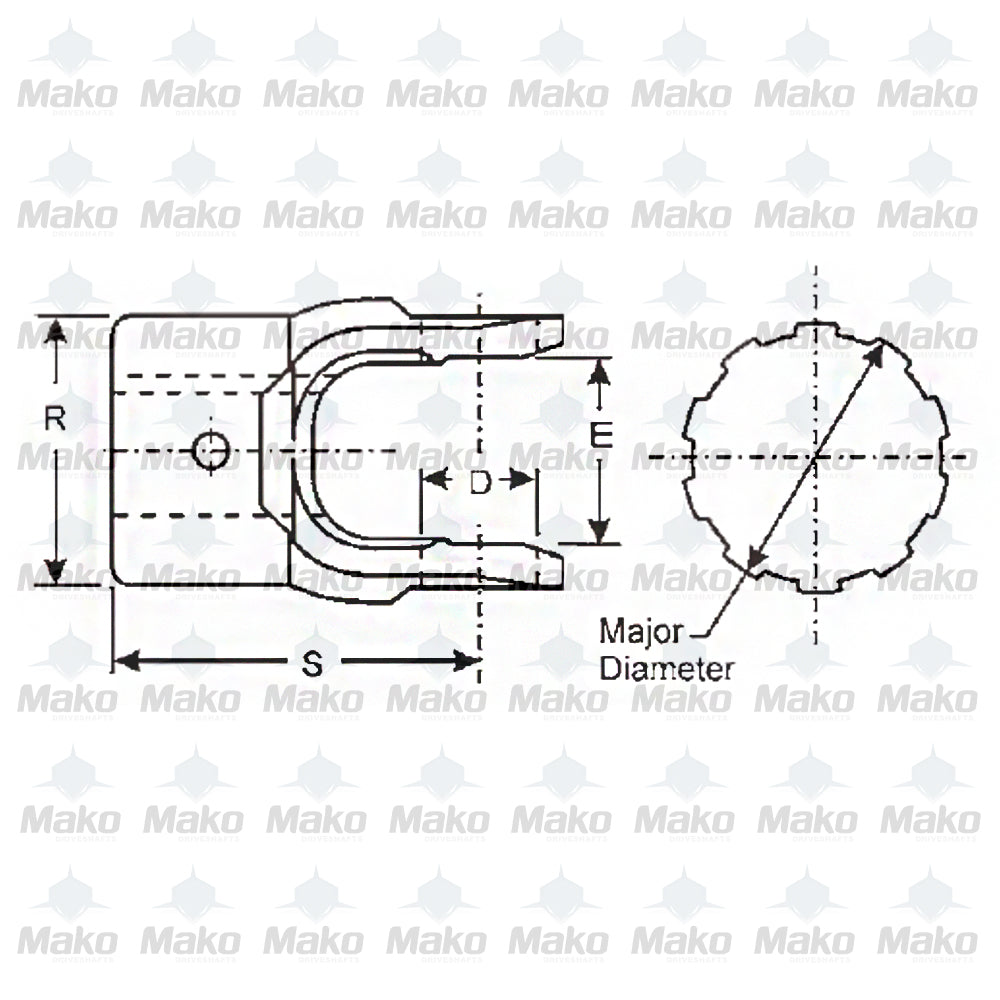 Spicer 250-4-21-1 Driveshaft End Yoke 2.390x46 SPL250 Series Splined Bore 6.417"