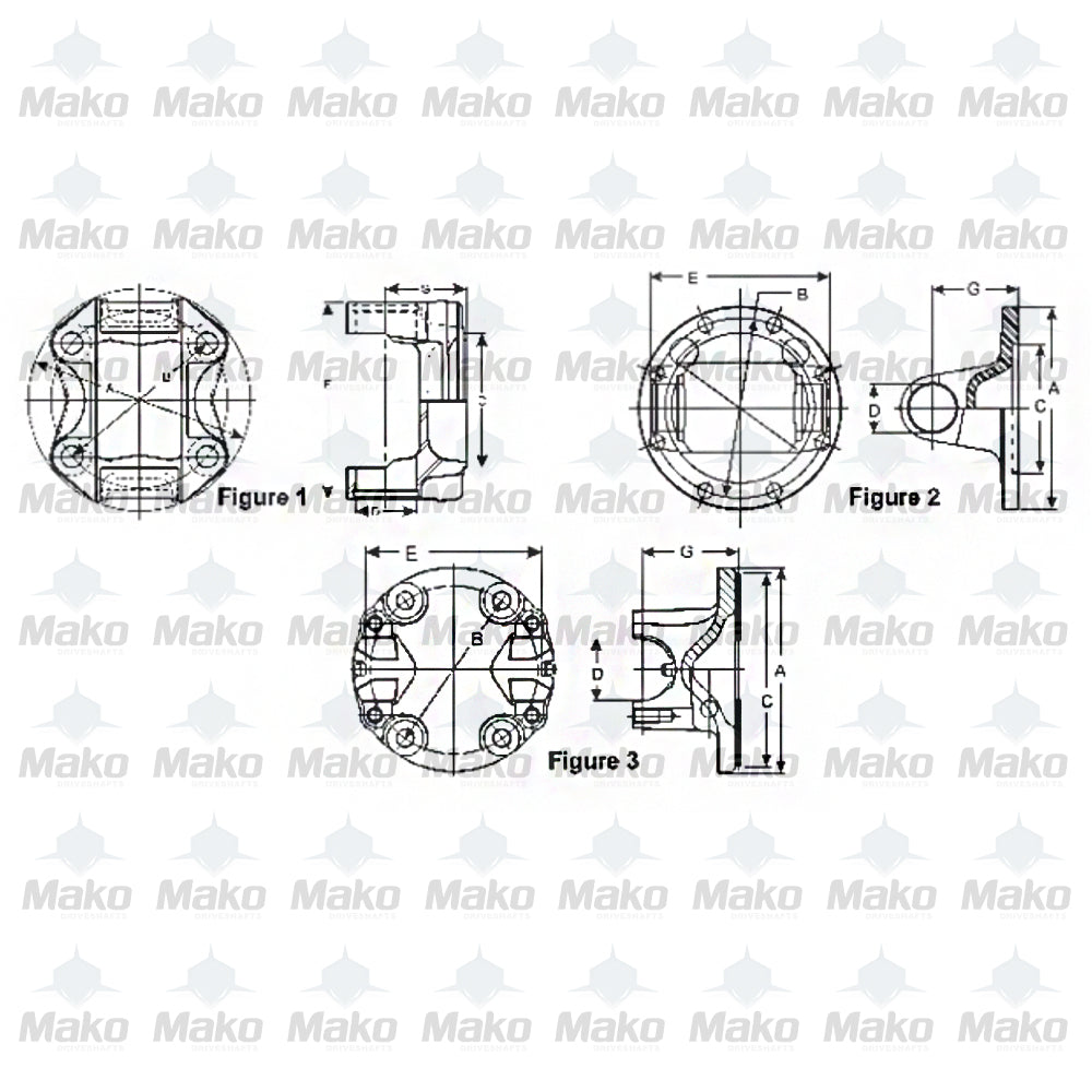 Spicer 4-2-679 Driveshaft Flange Yoke 1550 Series 4 x .500" Holes