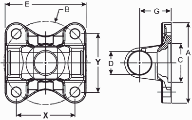 4-2-689 Driveshaft Flange Yoke 1550 8x .375 Holes on 6.125BC, 6.625M pilot