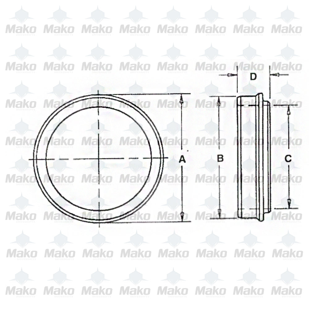 Quality Driveshaft Increasing Bushing from 2.000 X .120 Tube 2.56" Toyota