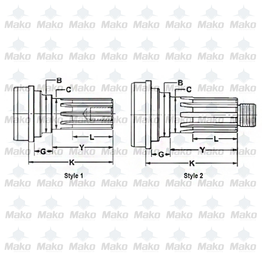 3-54-611 Midship Spline 1410 Series for Tube 3.000 x .083 Spline to Weld End 4"