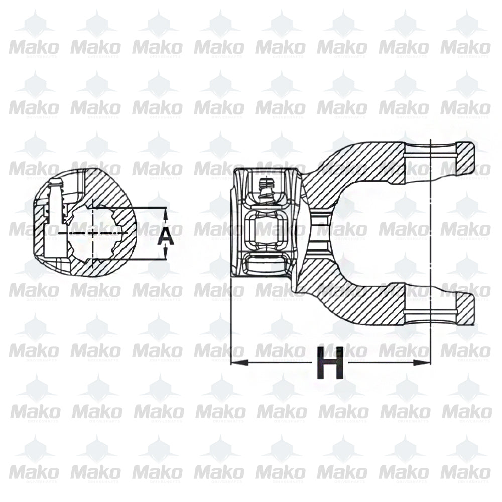 PTO Agriculture Quick Disconnect Yoke 35mm x 94mm 8 splines - 38mm (1 1/2")