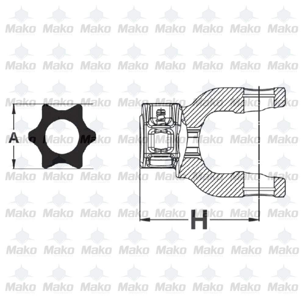 Agriculture PTO Star Tube Inboard Yoke Series 6 H-105mm Inner Slide 62mm