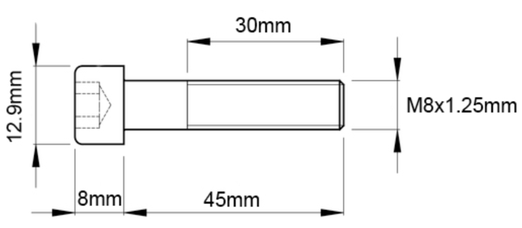Front Driveshaft CV Joint Bolts 45mm M8 x 1.25mm 1.771" for Jeep Grand Cherokee