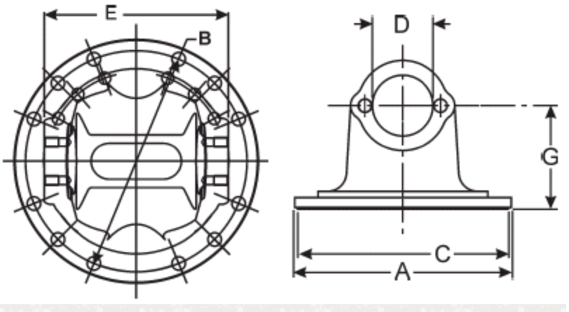5-2-279 Flange Yoke 1610 Series Bearing plate style .375 DRILLED x 8 Pilot 6.625