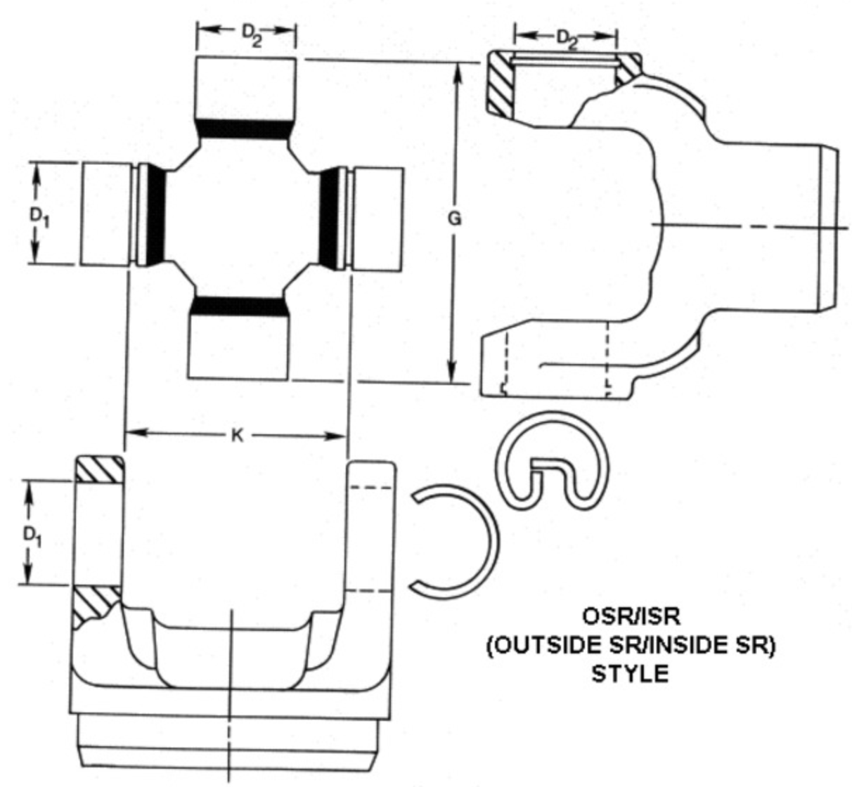 U-Joint - Inside & Outside Snap Rings 1350-S44/3R Series with Greasable 5-3205X
