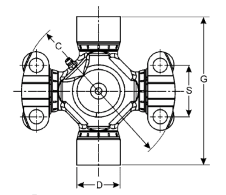 6C-3X Greaseable Conversion Universal Joint 470-1550 Series to Mechanics 6BL HWD