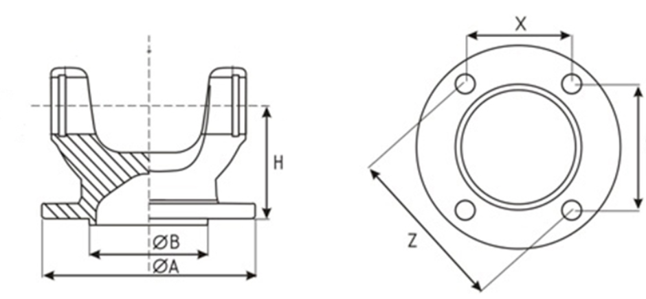 Driveshaft Flange 2.952" OD 6 Holes 1100 Series Pilot 1.65" Female