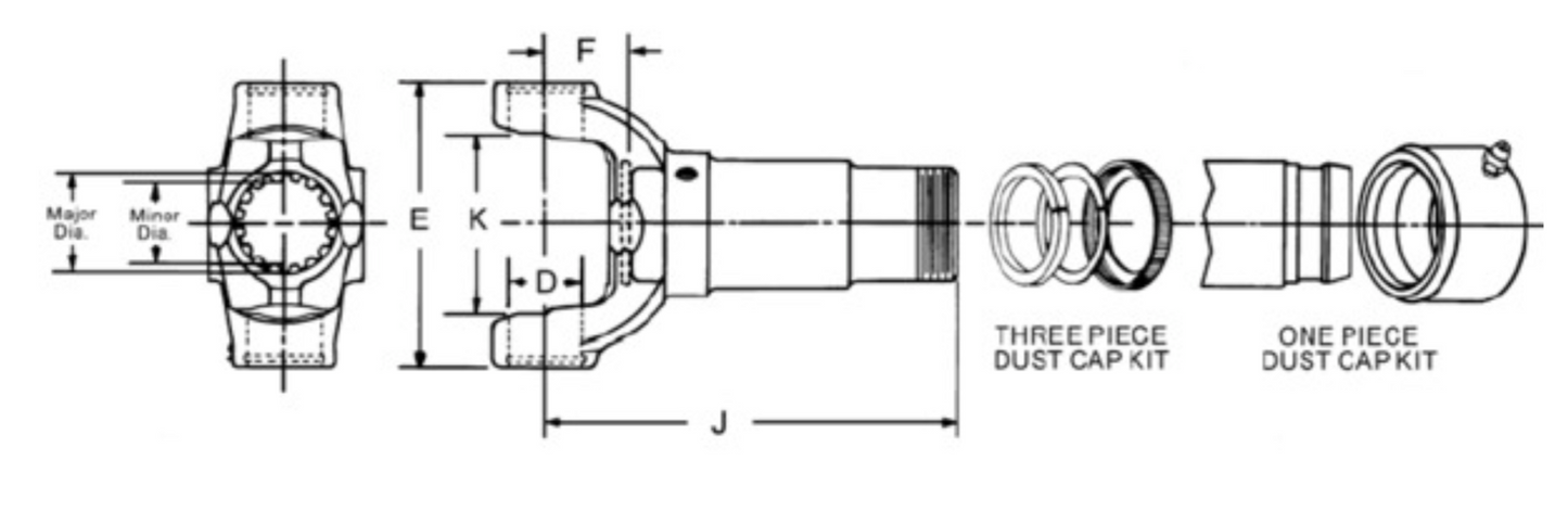 3-3-488KX Driveshaft Slip Yoke 1350 series, 1.500 x 16 Spline 7.312" C/L to End