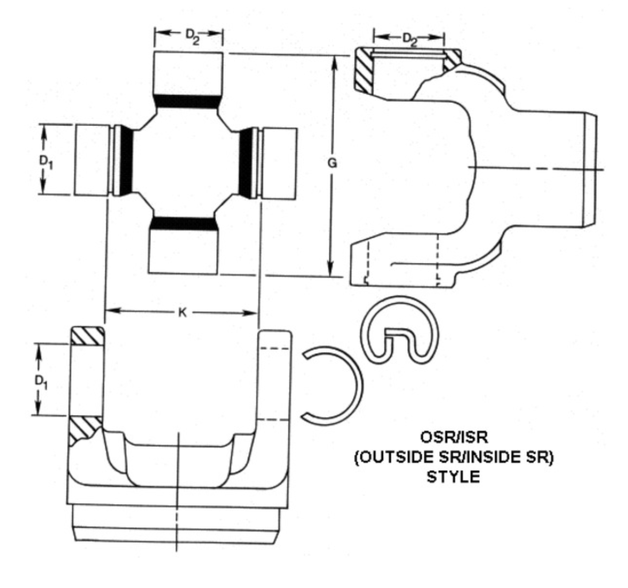 Universal Joint S44 To 1330 Series 5-212X GMC & Chevrolet 27 X 92 + 28.6 X 63mm