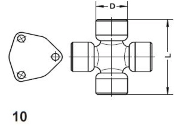 44mm x 126.2mm 3 Bolt Plate Heavy Duty Universal Joint fits Volvo / NK300 Shaft
