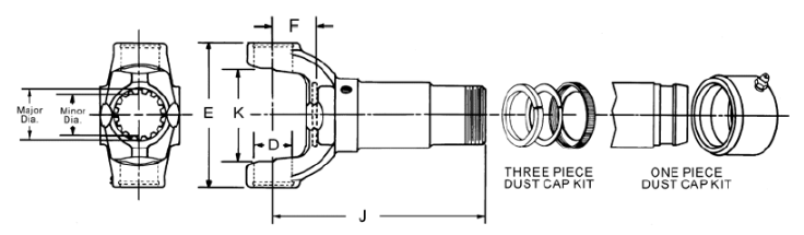 3-3-1481KX Driveshaft Slip Yoke 1410 Series 1.375 x16 Spline L:5.812