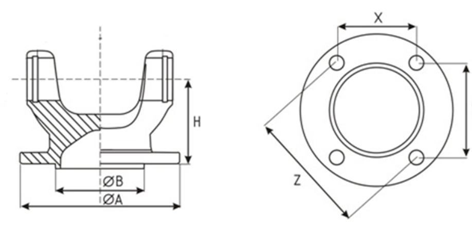 687.55 (2.244 x 5.984)/ 2055 Series Driveshaft Flange Yoke with 1810 Series Face