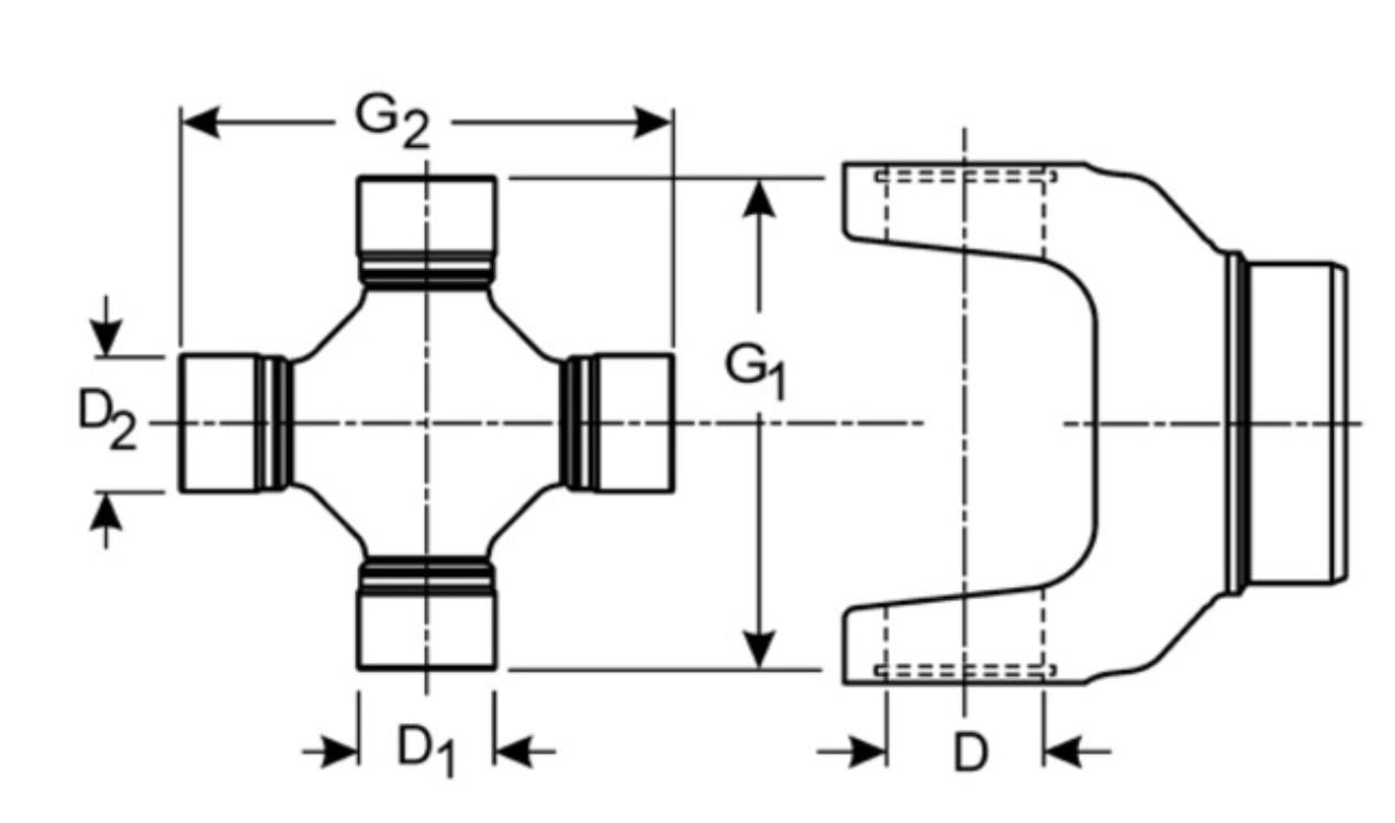 Driveshaft Greasable Universal Joint SPL100 Series Outside Snap Ring - SPL100-1X / 460