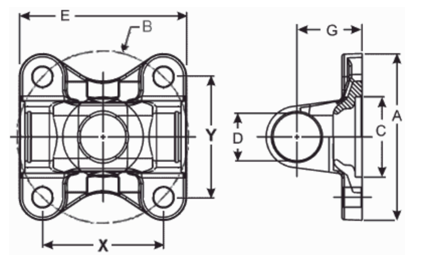 New Driveshaft Flange Yoke 1100 series 4 x .312 Holes on 2.750BC 2.250M pilot