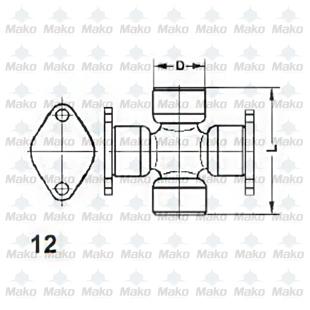 Spicer Greaseable Universal Joint Half Round 1760 Combination 5-677X Straps Included