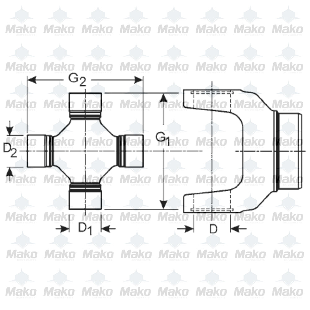 5-2011X Universal Joint - Inside Snap Rings MECHANICS 2R Series, Greasable