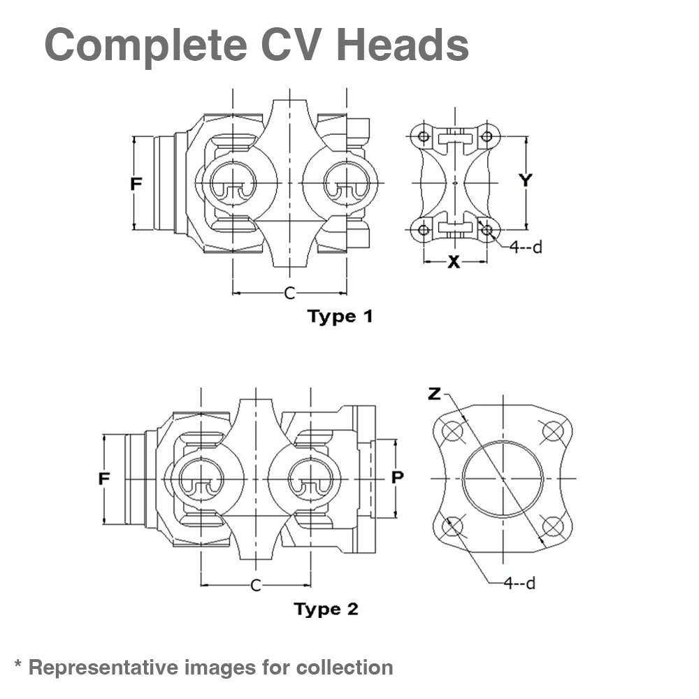 1330 Series - Driveshaft CV Head Half Round (no flange) 2.500" x 0.083"