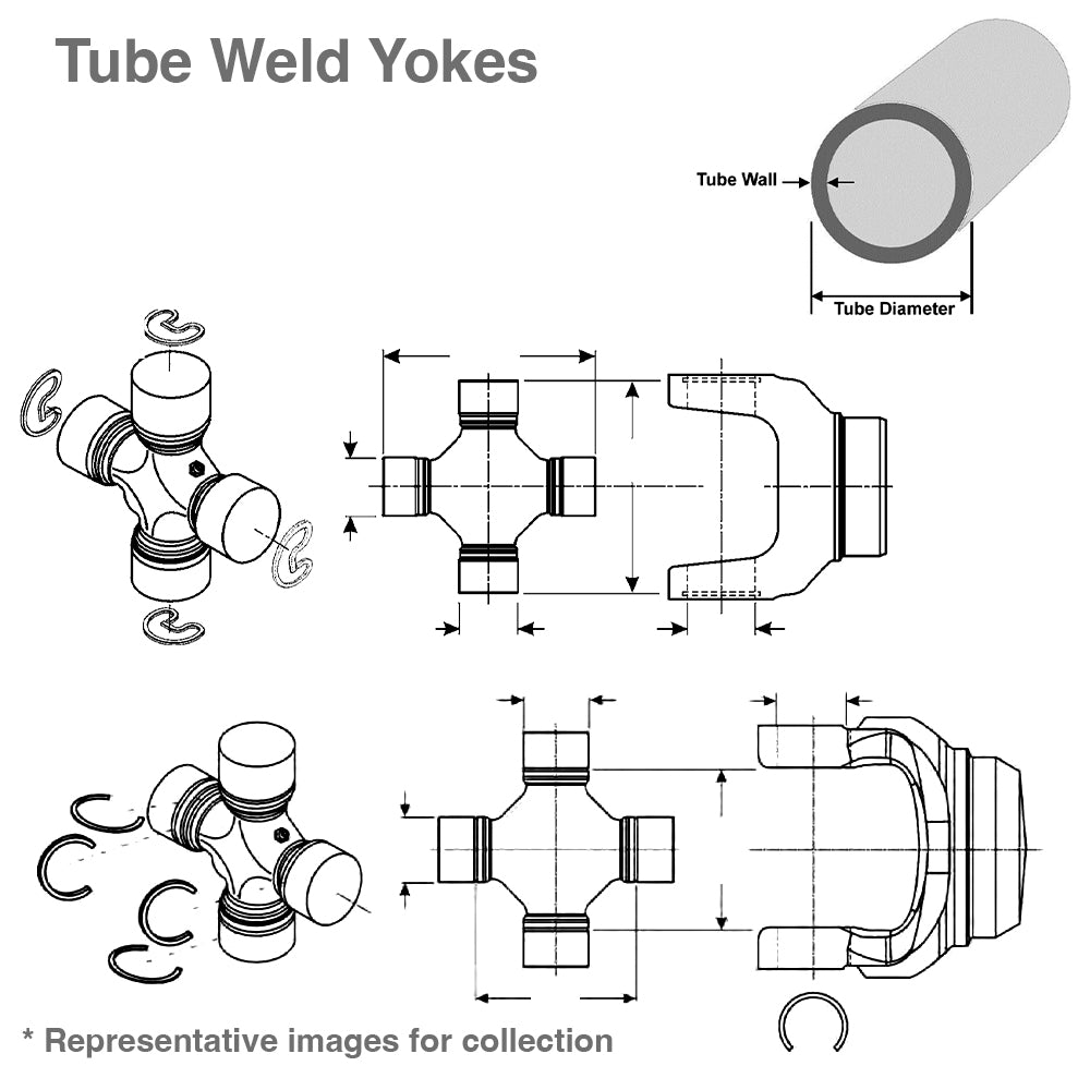 3-28-567 Driveshaft Tube Weld Yoke 1480 series fits Tube 3.500" x .095" Welded