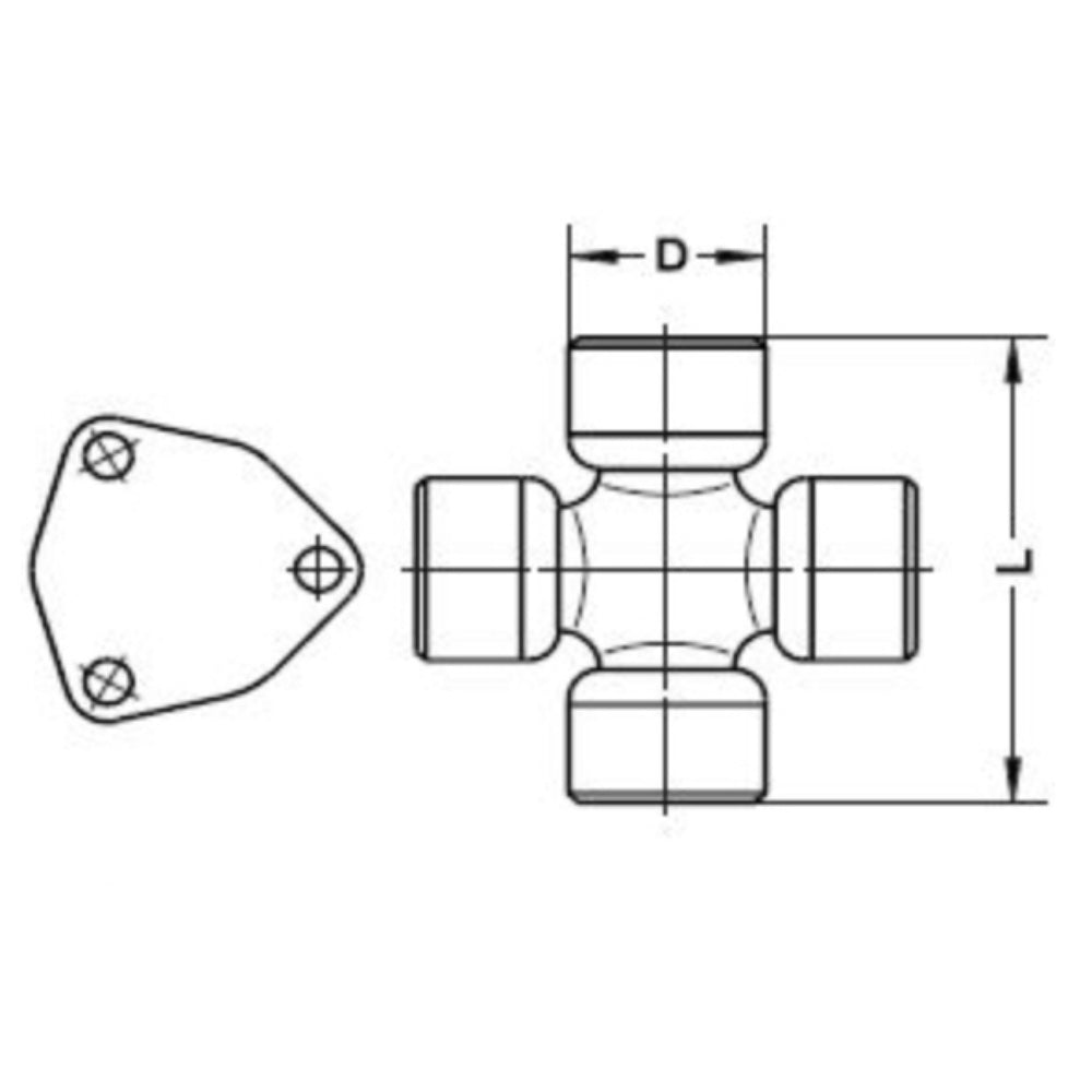 Tirsan Driveshaft 3-Bolt Universal Joint 44mm x 126.2mm for Volvo