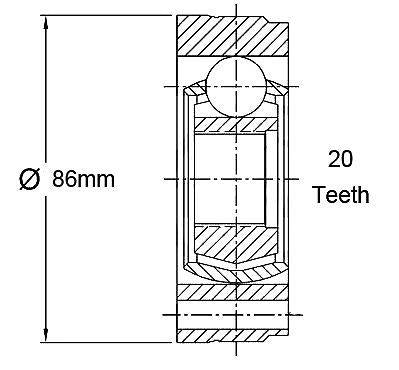 CV Boot Retainer & Gasket for Volvo S60 S80 V60 V70 XC60 XC70 21216177 20 Spline