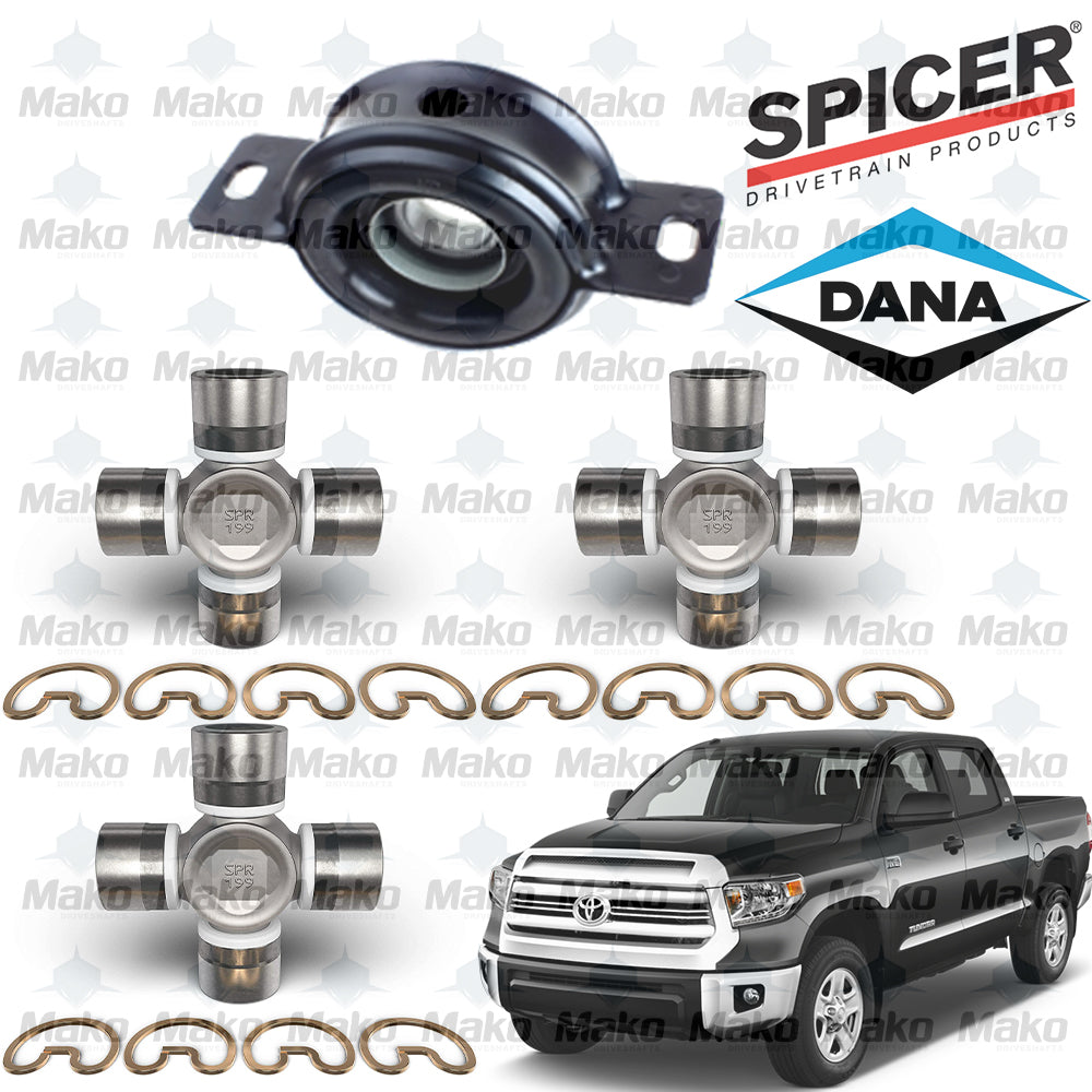 Rear Driveshaft Spicer U-Joints & Carrier Bearing Kit fits 07-17 Toyota Tundra