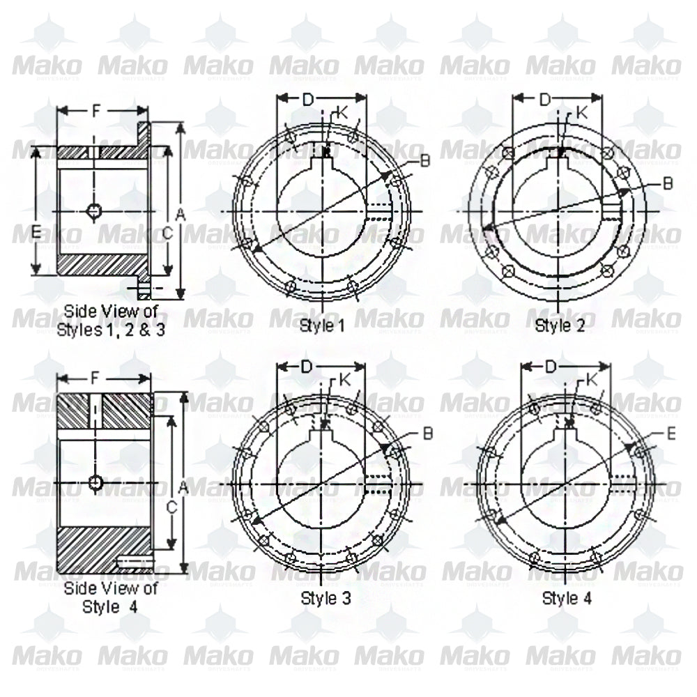 Spicer 4-2-669 Driveshaft Flange Yoke 1550 Series .512 x 4 Bolt Holes 3.750" M