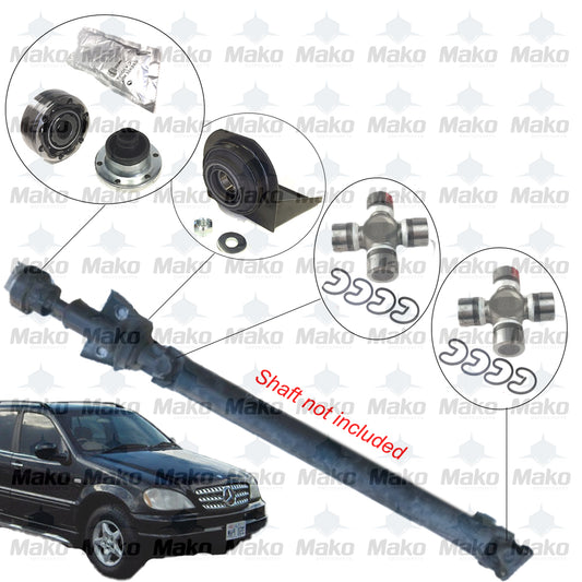 Center Bearing, CV Joint and x 2 U-Joints Kit for 98-05 MERCEDES ML W163 Shaft