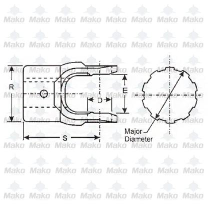 Spicer 250-4-21-1 Driveshaft End Yoke 2.390x46 SPL250 Series Splined Bore 6.417"