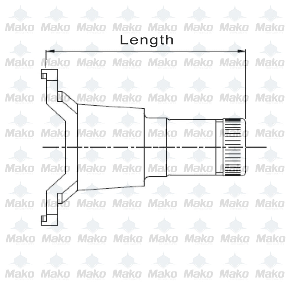 7C Series Mechanical Slip Yoke  2.000 x 16 spline 7.120" Length 1/2-20UNF Holes