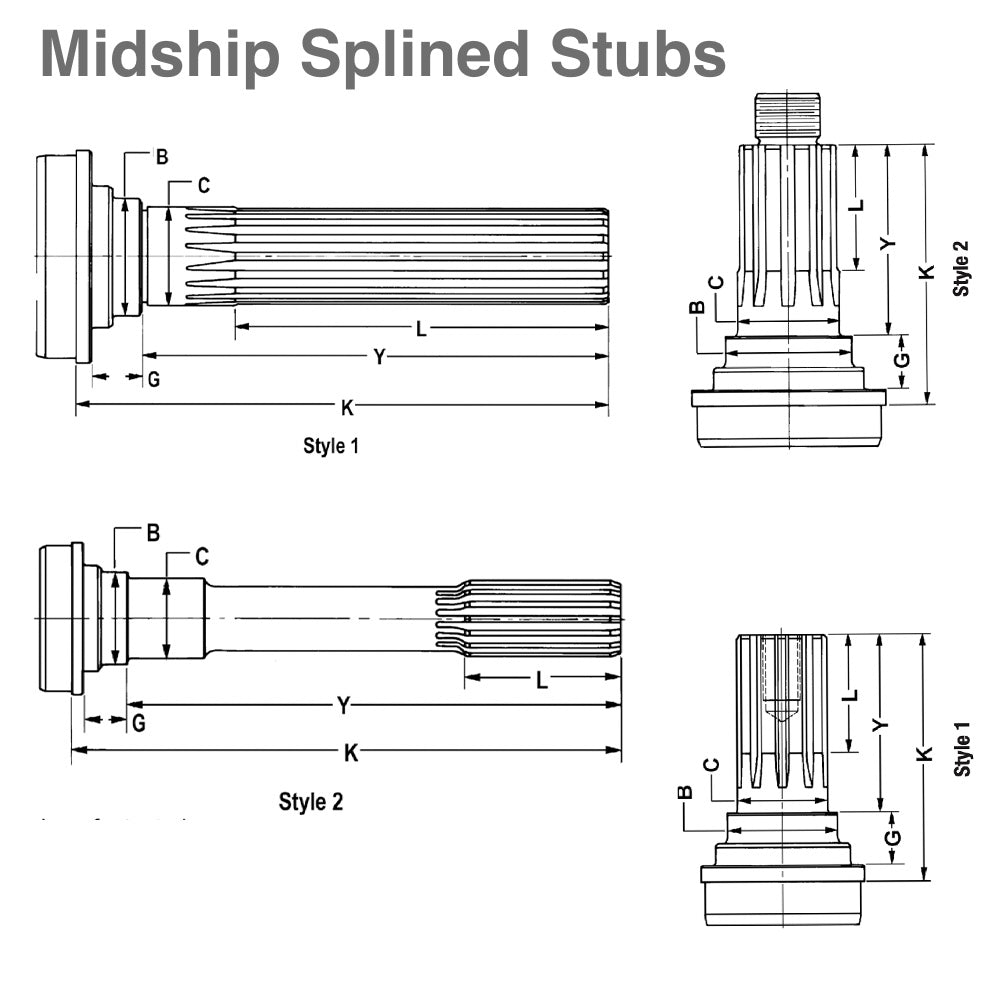 4-54-601 Driveshaft Splined Midship Tube Shaft 1.750"x10 spline Tube 3.500x.095"