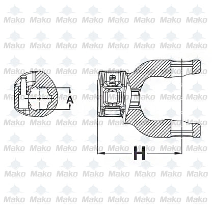 PTO Agriculture Quick Disconnect Yoke 35mm x 94mm 8 splines - 38mm (1 1/2")