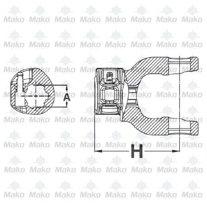 Quick Disconnect Yoke 22 x 54 - 6 splines - 34.9mm (1 3/8") H-98mm 101-6106