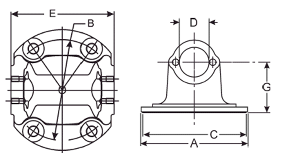 170-2-15 Spicer SPL170 Series Driveshaft Flange Yoke 4 x .551" Bolt Holes