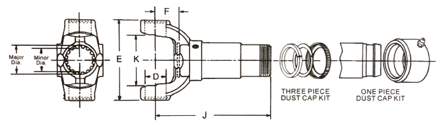 6.5-3-1351KX Driveshaft Slip Yoke 1810 Series 3x16 spl 10.250 Centerline to End