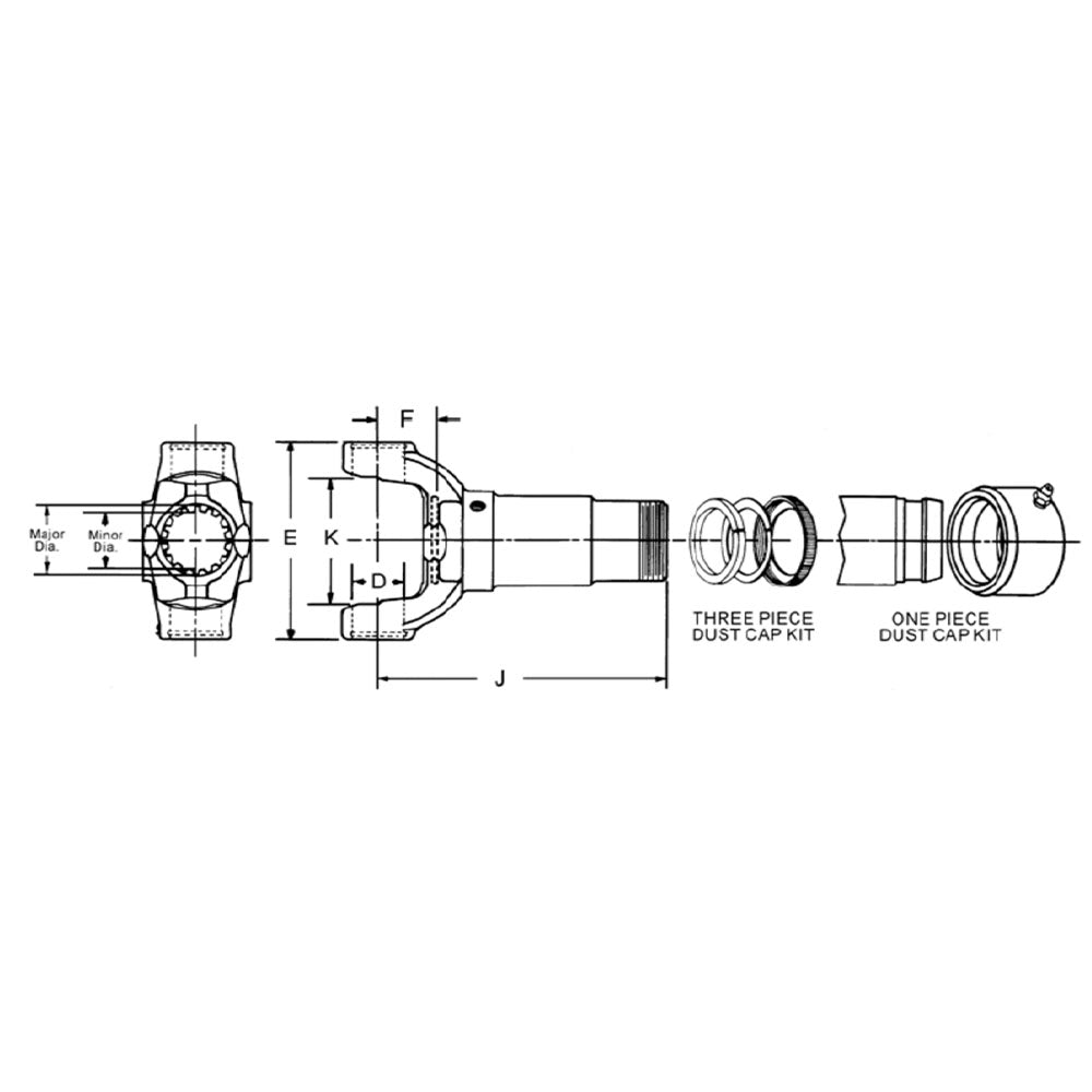 2-3-258KX Driveshaft Slip Yoke 1310 series 1.250 x 16 spline 4.125" C/L to End