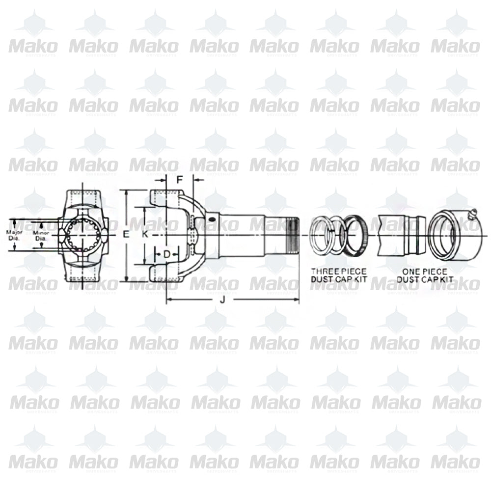 Driveshaft Slip Yoke 1410 series 1.500 x 16 spline 7.812 C/L to End 3-3-748KX