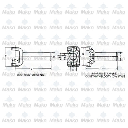 Spicer 90-3-41X Driveshaft Slip Yoke SPL90 Series 8.250" C/L To End Of Spline