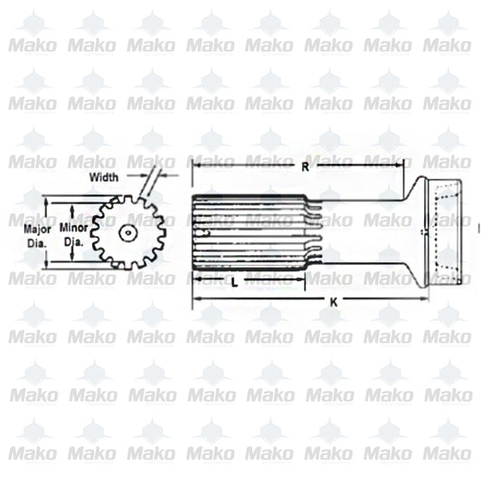 6-40-541 Spicer Stub Shaft fits 4.000" x .134" Tube 1710 Series 16 Spline 9.250