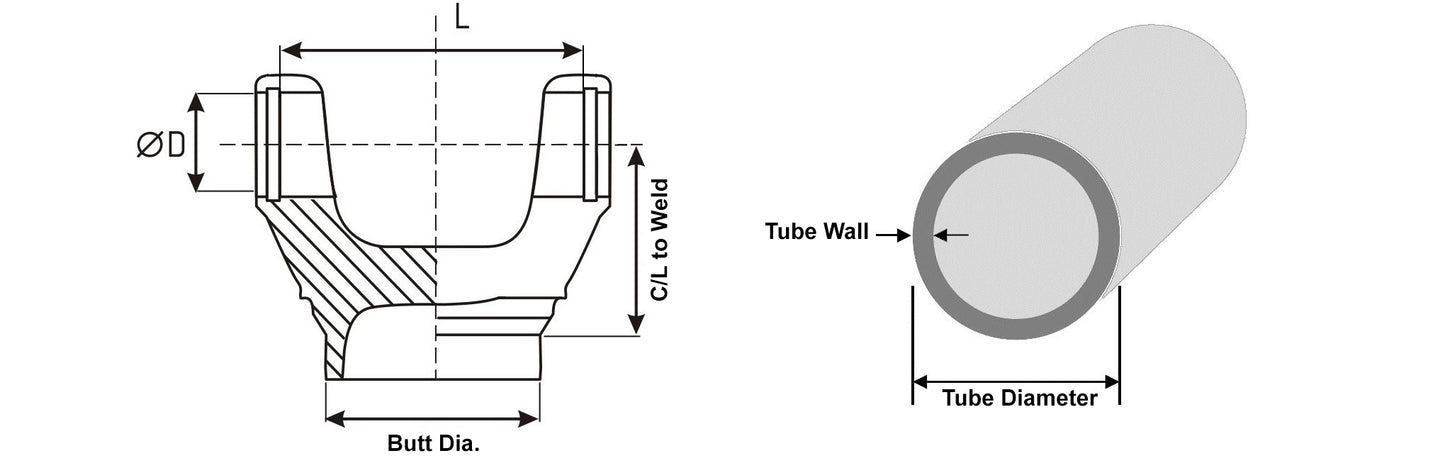 170-28-17 Driveshaft Tube Weld Yoke fits Tube 4.961" x 0.118" - SPL170