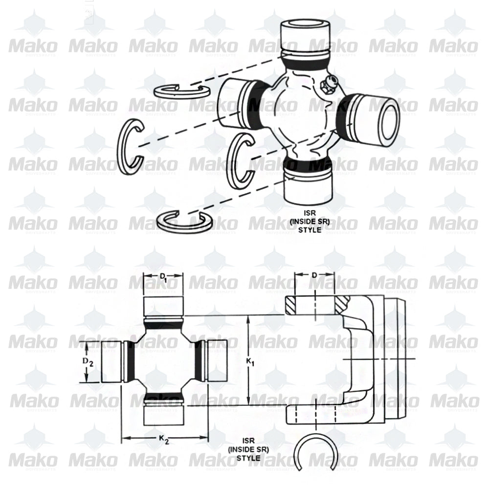 5-3243X Spicer Mitsubishi Series Rear Driveshaft Universal Joint Greaseable