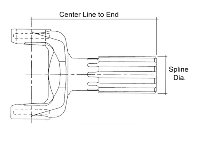 2-82-51 Driveshaft Yoke Shaft 1310 Series 5.125" C/L to End 1.250" x 16 Splines